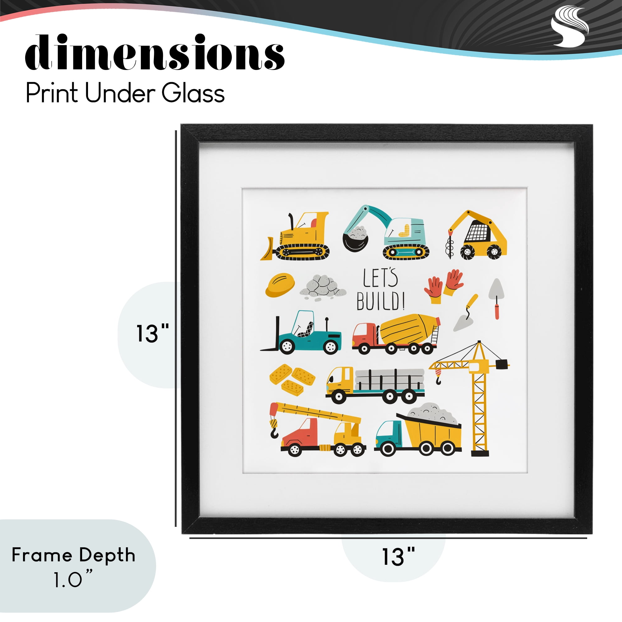 Stupell Industries Let's Build Various Construction Trucks Black Framed Print Under Glass, design by Creative Studio