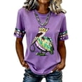 thumbnail image 1 of Tops Casuales de Otoño para las Mujeres Cuello Redondo Carnaval Impreso Blusa, Camiseta de Manga Corta para el Uso Diario Del Festival, 1 of 2