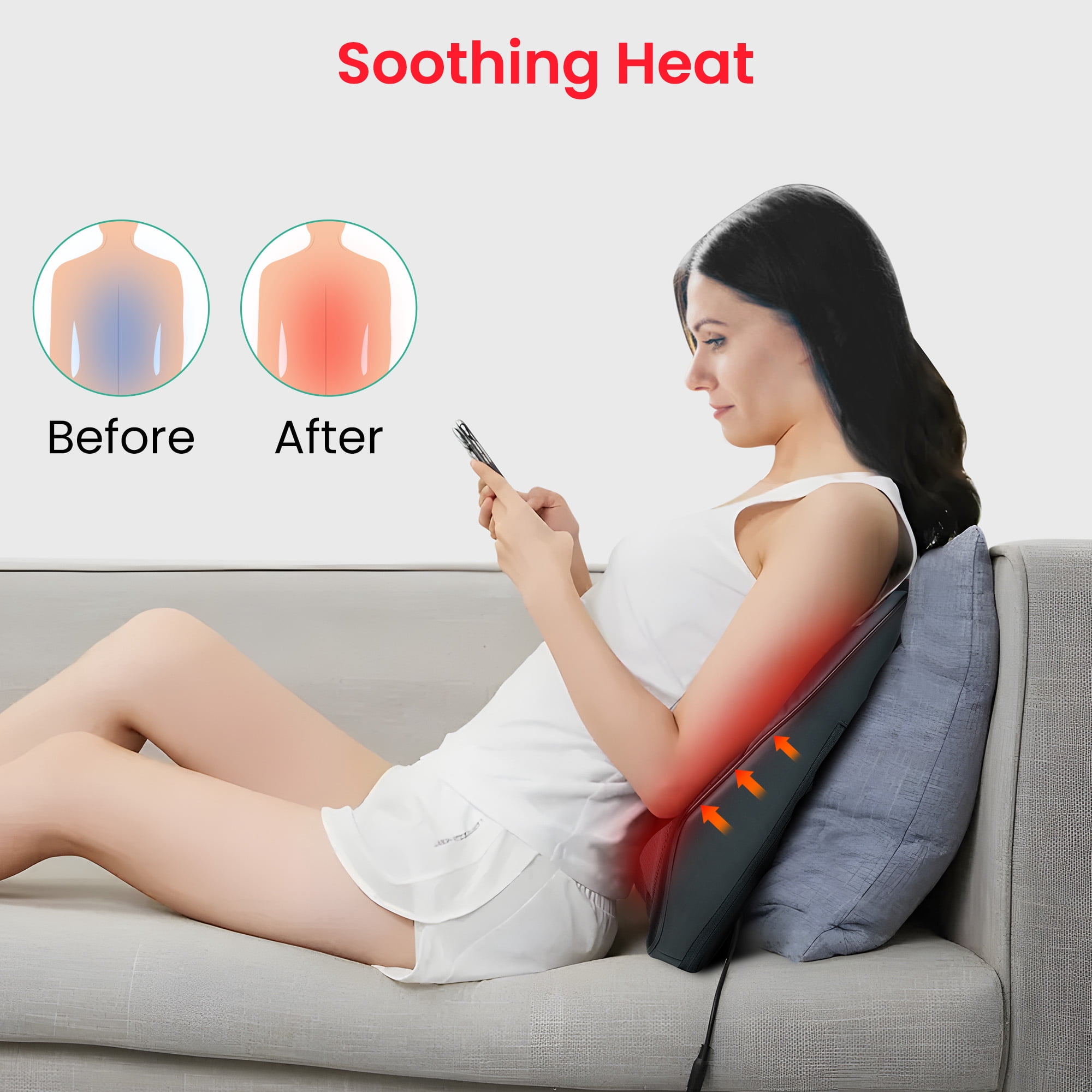 Snailax Shiatsu Back Massager with Heat, Massage Pillow for Neck and Back Pain Relief, Gift