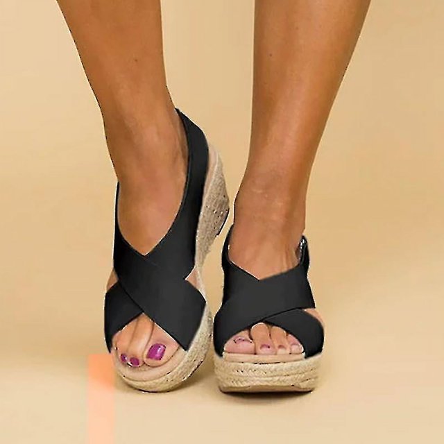 Espadrilles à Talon Compensé Moyen avec Bride à la Cheville pour Femmes, Sandales à Plateforme