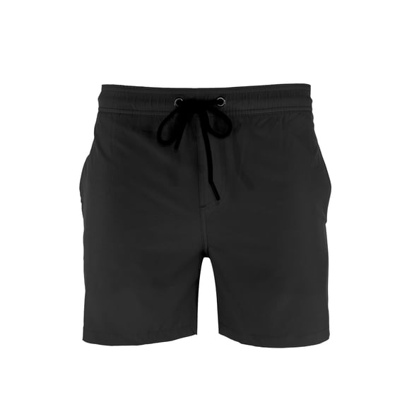AC Basics Men's Swim Trunks Swim Shorts Quick Dry 5 inch Inseam Beach Shorts with Compression Liner and Zipper Pocket (Black, Medium)