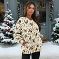 thumbnail image 2 of SCRAWLGOD Rooster Sunflower Floral Print Beige Crewneck Fall Sweatshirts for Women Trendy Women's Long Sleeve Pullover Tops with Pockets Fashion for Daily Wear, Spots, Office, 3XL, 2 of 7