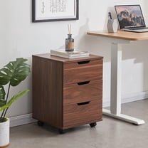 3-Drawer Vertical Filing Cabinet Rolling Wood Mobile File Cabinets Under Desk for Home Office with Casters (Brown Walnut, Fully Assembled)