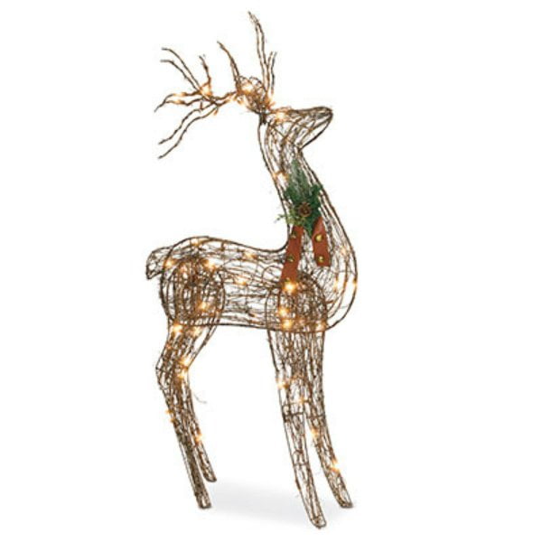 Sylvania V53135-88 Christmas Frosted Grapevine Standing Deer, 48