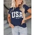 thumbnail image 3 of Camiseta INFITTY para mujer con la bandera estadounidense del 4 de julio, azul marino, 3 of 4