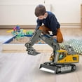 thumbnail image 1 of ABPWLY Remote Control Excavator Toy With 360 Rotation Rechargeable 13Channel Metal Hydraulic Excavator Remote Control Excavator With Sound Light Clearance Kids Toys Canada Days Kids Toys, 1 of 8