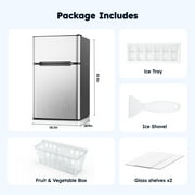 Simzlife 3.2 Cu ft Mini Refrigerator with Freezer, Two Door Compact Small Fridge Adjustable Removable Shelves, Sliver