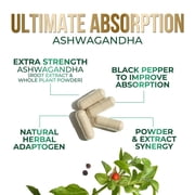 Ashwagandha Supplements - Premium Ashwagandha Capsule for Women & Men, Natural Antioxidant Support Ashwa Root Extract, Extra Strength Calm Support with Black Pepper, Vegan - USA Bottled, 180 Capsules