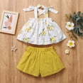 thumbnail image 3 of 4T Baby Girls Clothes 5T Toddler Girls Summer 2PCS Outfits Sleeveless Floral Strap Top Shorts Set Yellow, 3 of 6