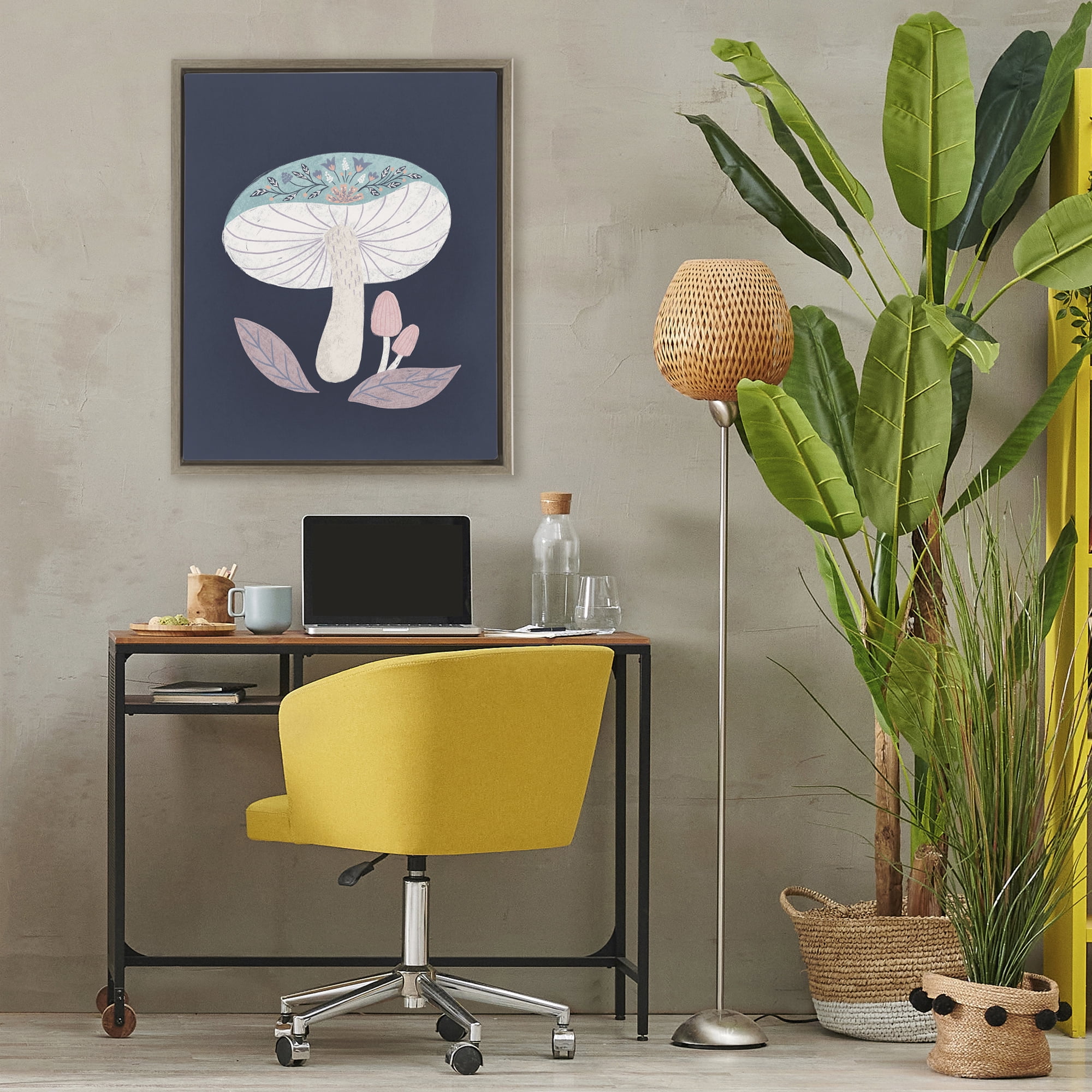 Stupell Industries Floral Cottage Mushroom Brown Framed Floater Canvas Wall Art, design by Metka Hiti