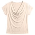 thumbnail image 4 of Cowl Neck Tops for Women 2026 Summer Womens Tops Casual Business Blouses Short Sleeve Loose Fit Spring Outfits by Yigetop Beige L, 4 of 5