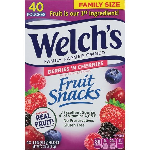 Welch's Family Size Berries 'n Cherries Fruit Snacks 40 ea