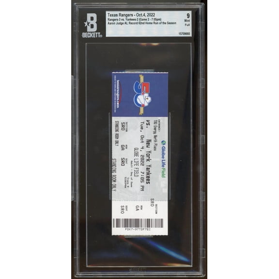 Aaron Judge 62nd HR Passes Roger Maris Full Ticket 2022 Oct 14 #nno BGS 9
