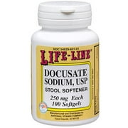 Life-Line Docusate Sodium, USP Stool Softener 250 mg Softgels, 100 ct, Pack of 7