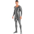 thumbnail image 6 of iEFiEL Mens Shiny Smooth Jumpsuit Long Sleeve Full Body Length Bodysuit for Fitness Workout, 6 of 7