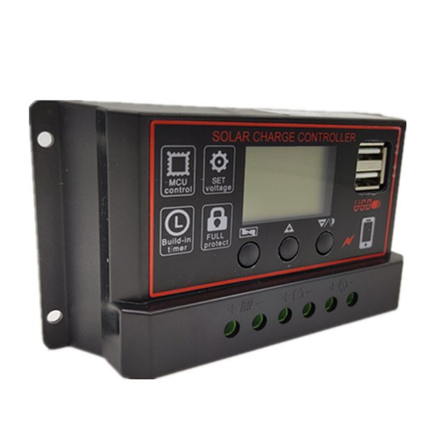 Sywqhk Controlador de carga solar 12V24V PWM Panel LCD USB Regulador de batería (30A) Sywqhk Para estrenar