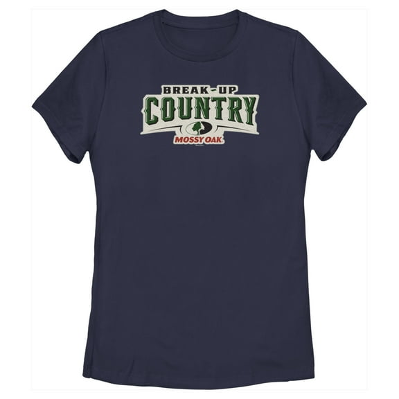 Women's Mossy Oak Break-Up Country Logo  Graphic Tee Navy Blue Medium
