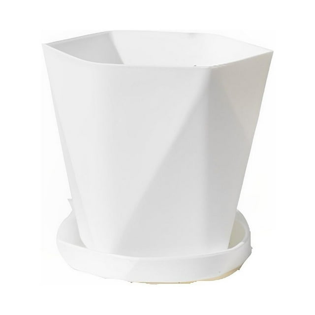 pitrice Flowerpot Gardening Base Container Garden Ornament Multiple Colors Plant Planter Practical Portable Fashionable White