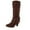 Brown, variant on FRSASU Women Boots ,Women'S Middle Heel Belt Buckle Round Head Suede Solid Color High Boots Winter