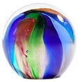 thumbnail image 4 of Round Ball Glass Unusual Paperweight Art Glass 4" Large Northern Lights Paperweight, 4 of 5