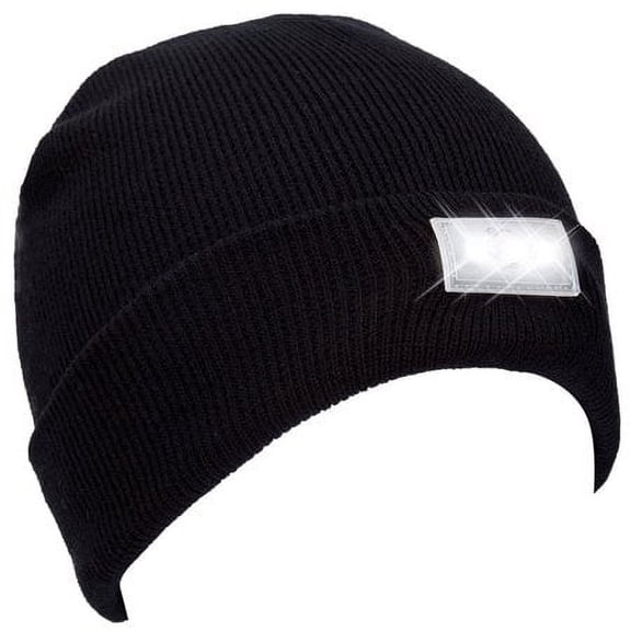 Zukuco Knitted Beanie with LED Light ,Headlamp Hat Winter Warm Cuffed Beanie Cap Built-In 5 LED Flashlight for Men Women Outdoor for Hiking ,Camping ,Running