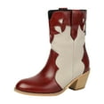 thumbnail image 3 of Mostsola Cowboy Boots for Women Pointed Toe Pull on Heel Denim Western Cowgirl Ankle Boots, 3 of 7