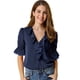 thumbnail image 1 of BluDe ManDe CampaCon Cuello En V Y Volantes PaMujer, BluCampesiDe GaInformal Vintage De Verano Azul marino M, 1 of 6