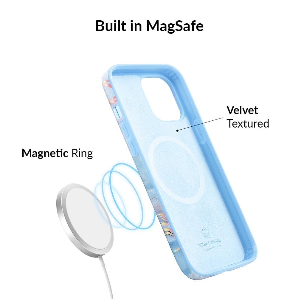 Velvet Caviar iPhone 12 Pro Max Case MagSafe Compatible - Cute Protective Phone Cases for Women - Iridescent Holographic Pink Blue Marble