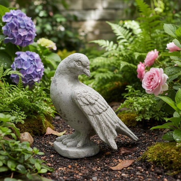 Cement Cardinal Bird Figurine, Gray Decorative Bird Statue for Home & Garden Décor