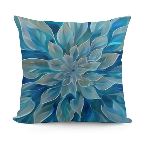 SHANXI Spring Teal Dahlia Pillow Covers Navy Blue Teal Floral Couch Pillow Cases Modern Abstract Throw Pillows Summer Home Decor for Living Room Bedroom Bed Cushion Outdoor, 12x12in