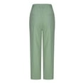 thumbnail image 6 of Gifts Usmixi Cropped Trousers for Women Casual Solid High Waist Plus Size Sports Sweatpants Breathable Comfy Cotton Linen Loose Straight Leg Pocket Pants Green XXXL, 6 of 7