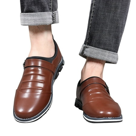 

Mepaouo Fashion Oxfords Shoes for Men Hook&Loop Formal Dress Shoes Leather Comfy Dress Loafers