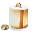 thumbnail image 2 of Forest Piggy Bank, Foggy Mist Jungle with Sun Beams and Rays Woodland Nature Design, Ceramic Coin Bank Money Box for Cash Saving, 3.6" X 3.2", Tan, by Ambesonne, 2 of 4