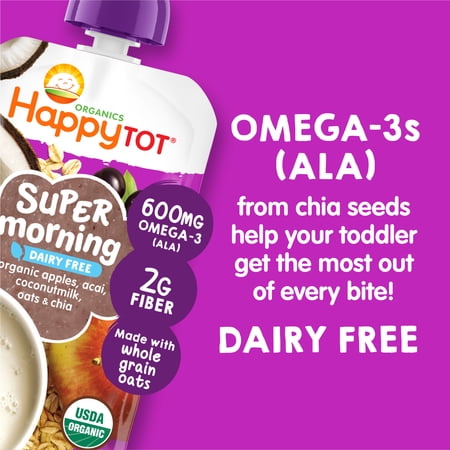 HAPPY TOT, STAGE 4 BABY FOOD, APPLES, ACAI, COCONUTMILK OAT, CINNAMON & CHIA, 4 OZ POUCH