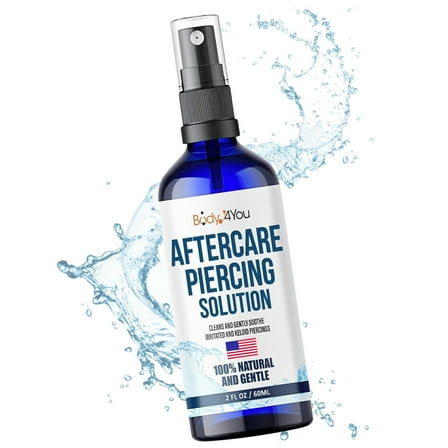 Piercing Aftercare Spray 100% Dead Sea Salt Saline Cleaner Wash Solution Ear Jewelry (2oz)