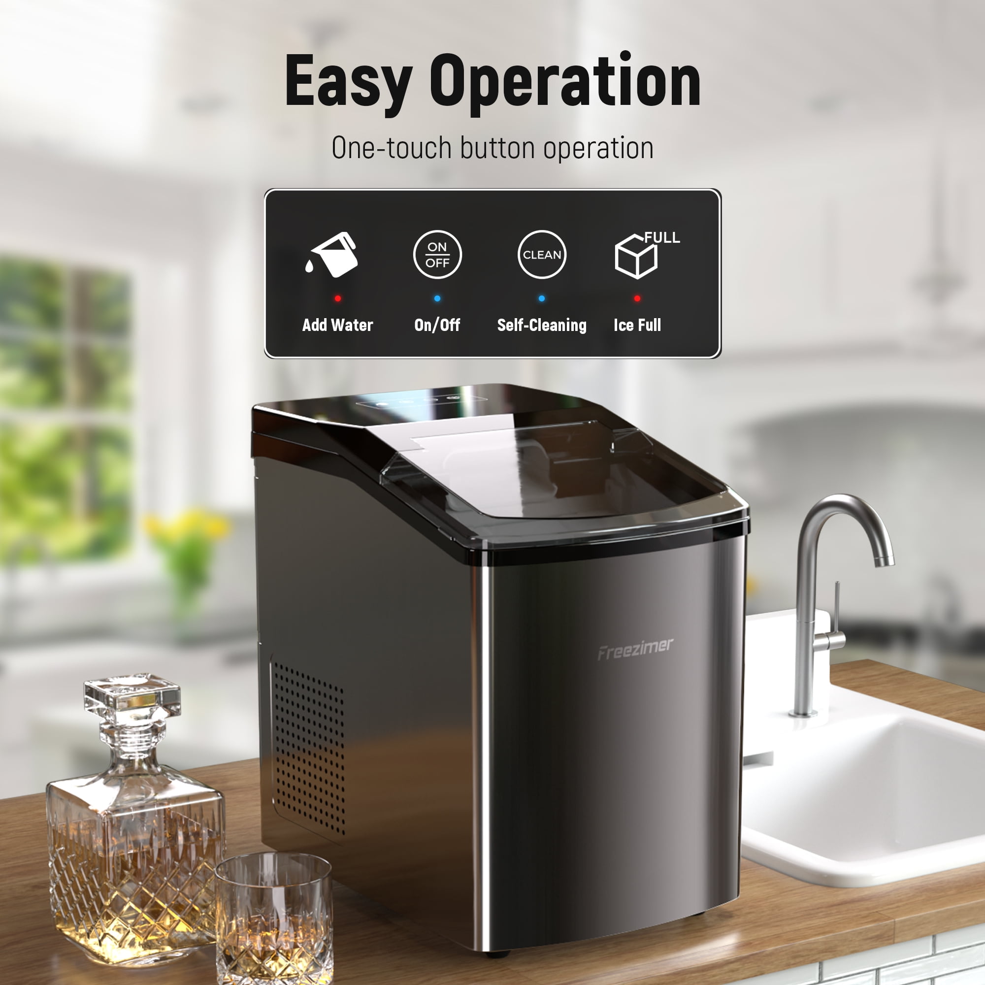 Freezimer Dreamice X3, Nugget Ice Maker Machine Countertop Sonic Ice Kid  Friendly, Pebble Ice Maker Chewable Soft Ice, Self Cleaning Pellet Ice  Makers, 40lbs/24h Royal Silver / Piano Black