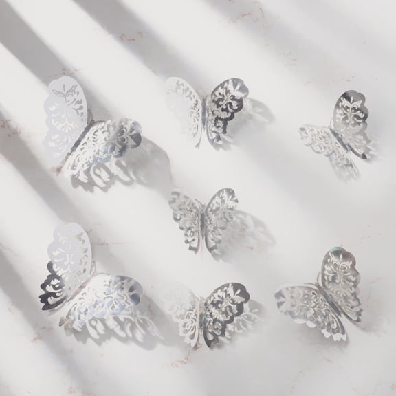 12 Pcs 3D Hollow Butterfly Wall Stickers For Home Decoration - Gold Thick Paper, Adhesive For Smooth Surfaces - Walls Doors Closets Metal