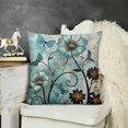 Fsmy Farmhouse Blue Flower Pillow Cover, Farm Daisy Floral Butterfly