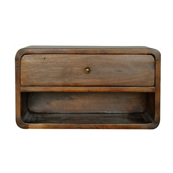 Lesuto Chestnut Curve Floating nightstand - Minimalist Style, Wood, 1 Drawers