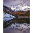thumbnail image 2 of Flaherty, Dennis 15x18 Black Ornate Wood Framed with Double Matting Museum Art Print Titled - CO, Maroon Bells from Maroon Lake, 2 of 4