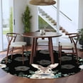 thumbnail image 5 of Round Rug 5ft Area Rug, Easter Bunny Eucalyptus Leaves Area Rugs for Living Room Bedroom, Flowers on Black Floor Mat Non-Slip Non-Shedding Carpet Indoor Accent Rugs, 5 of 9