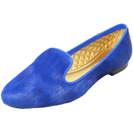 Image of Avec Moderation Women s Mazzarina Calf Loafer Blu Electric Ankle-High Faux Fur Loafers & Slip-On - 8M