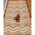 thumbnail image 2 of Northern Europe Stair Treads Non Slip for Steps Orange Geometric Wave Stripes 4 Pcs Reusable Adhesive Stair Runner Mats for Dogs Elders Carpet Treads Rugs for Staircase 8x30 In, 2 of 7