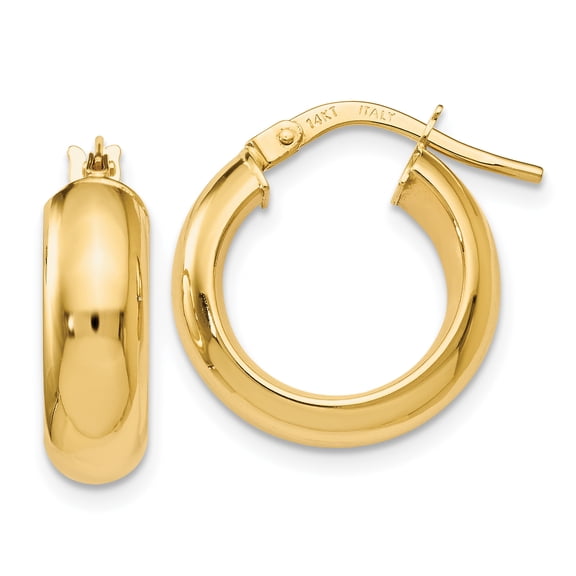 14K Polished Hoop Earrings 14k Yellow Gold Earrings