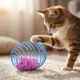 thumbnail image 5 of Interactive Cat Toy Mouse in Spring Cage, Random Color Bouncing Cat Plaything, Exercise Enrichment Toy for Indoor Cats, Durable Wire Ball Tool, 5 of 5