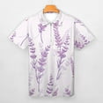 thumbnail image 3 of Lavender Floral Purple Men Zipper T-shirt Summer Casual Short Sleeve T-shirt Top, 3 of 7