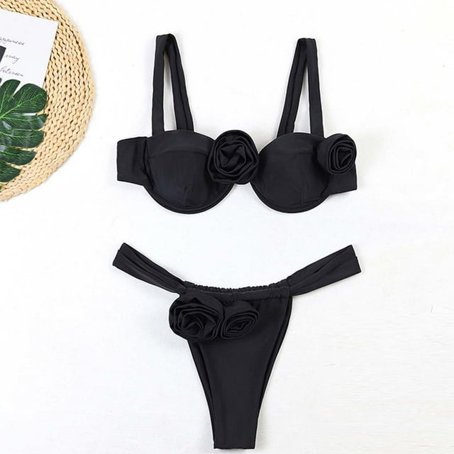 Bikini Swimsuits for Women 2024 Women Fashion Matching Multi-color Printed Swimsuit Tight Fitting Gathering Swimsuit Split Swimsuit Set Swimsuit Women
