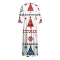 thumbnail image 4 of Christmas Dresses for Women Ladies Fashion Christmas Print Lapel Button-Down Seven-Quarter Cuff Strap-Up Dress for Christmas Party,Blue,3XL, 4 of 5