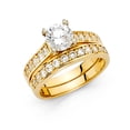 thumbnail image 2 of 14k Solid White Italian Gold 1.35 ct CZ Round Wedding Ring Duo Set, 2 of 2