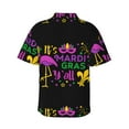 thumbnail image 3 of Easygdp Mardi Gras with Flamingo Men's Hawaiian Shirts Print Lapel Short Sleeve for Beach, vacation, party, casual occasions - Medium, 3 of 9